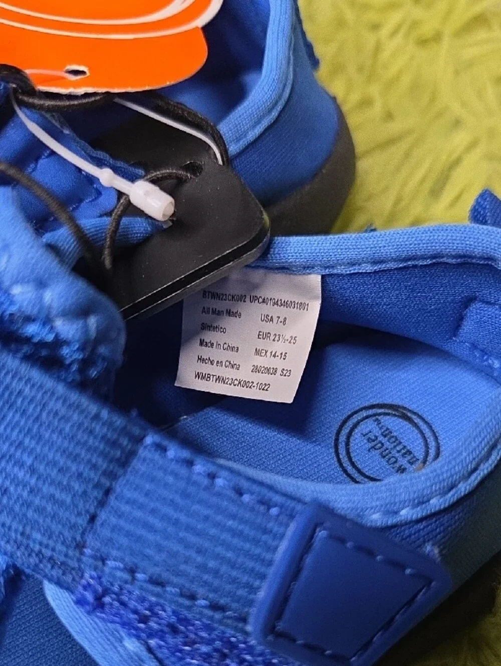 wonder nation Blue Mesh Water Shoes with Lime Accent
